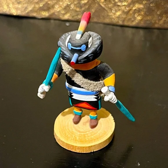 🖤Vintage Authentic Black Warrior Kachina Doll Miniature Native First People🖤 - Picture 3 of 8